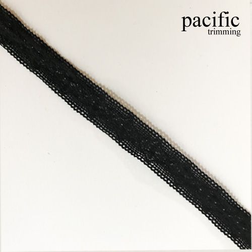 0.75 Inch Black Cotton Lace Trim