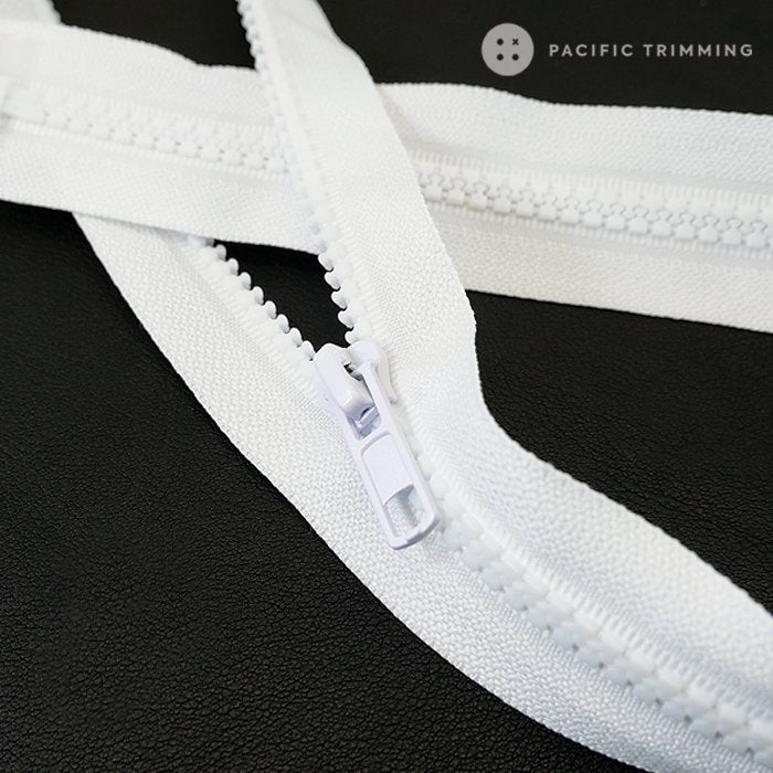 #3, #5, #8 White One Way Two Way Molded Plastic Zipper