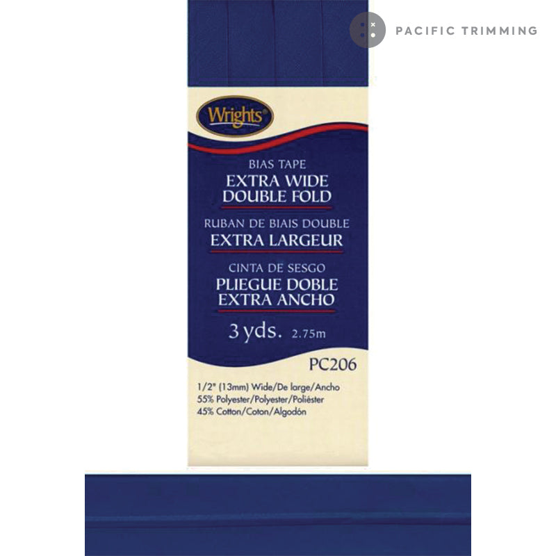 Wrights Double Fold Bias Tape 1/2" Yale Blue