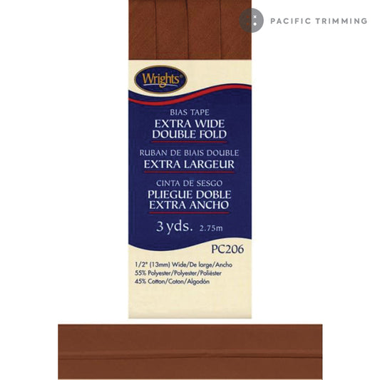 Wrights Double Fold Bias Tape 1/2" Bark