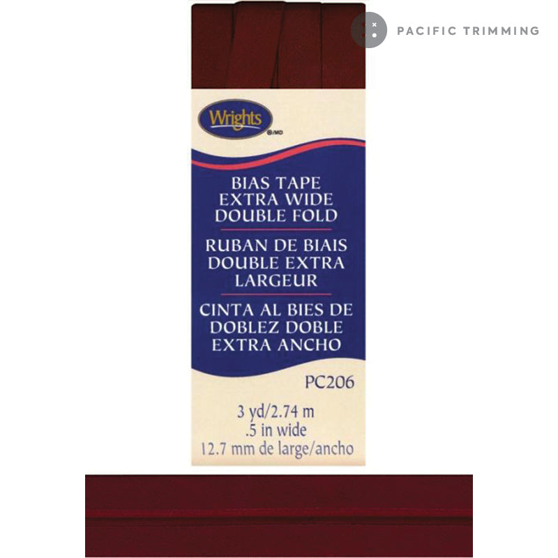 Wrights Double Fold Bias Tape  1/2" Oxblood