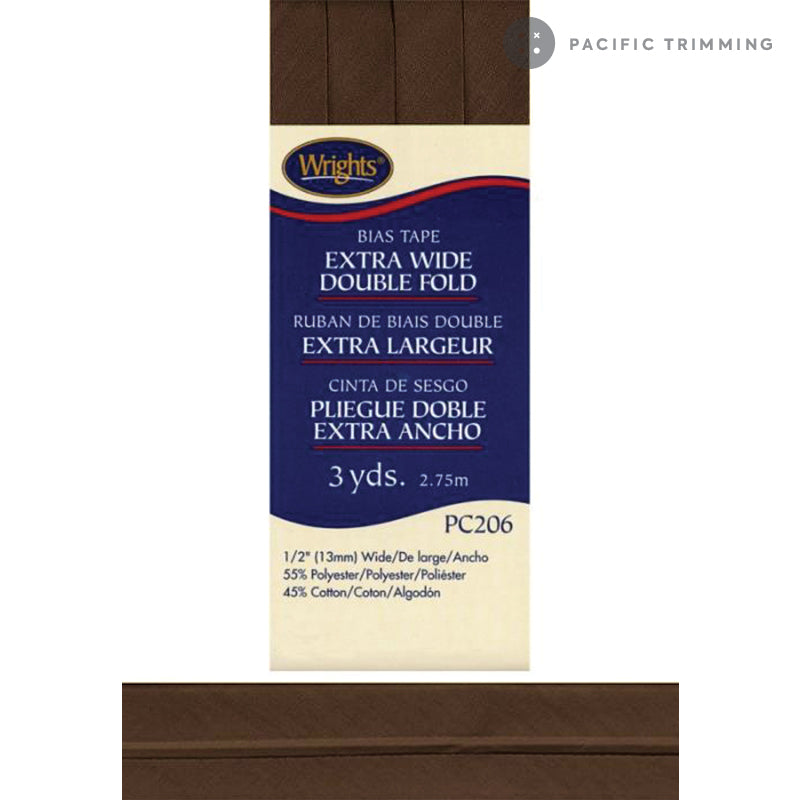 Wrights Double Fold Bias Tape 1/2" Mocha