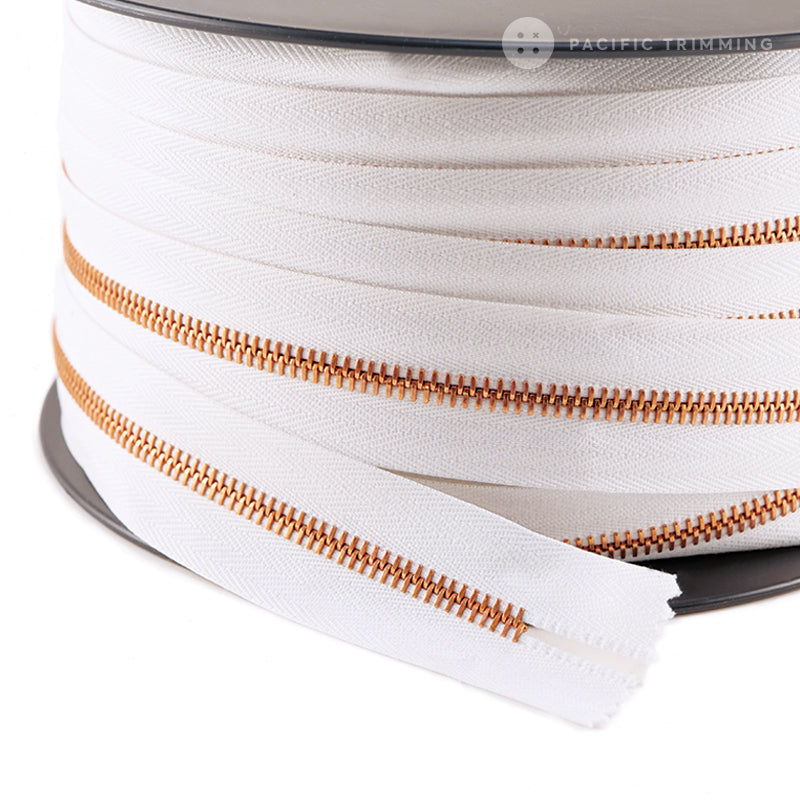 riri Zipper Continuous Chain White Tape with Copper Teeth