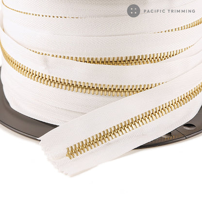 riri Zipper Continuous Chain White Tape with Gold Teeth