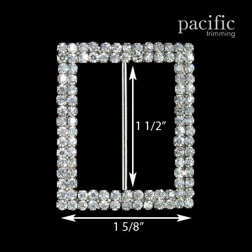 1.5 Inch 2-Row Rhinestone Slider Silver