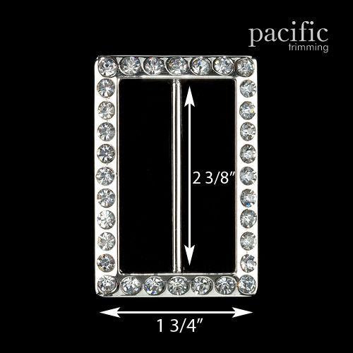 2.38 Inch Rhinestone Slider Silver