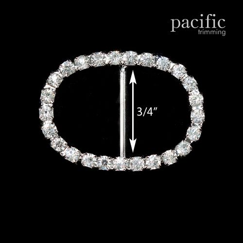 0.75 Inch Oval Rhinestone Slider Silver