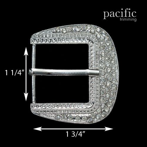 1.25 Inch Studded Rhinestone Buckle Silver