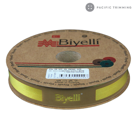 Biyelli 3/4" Satin Bias Tape #25 Lemon Yellow - Pacific Trimming