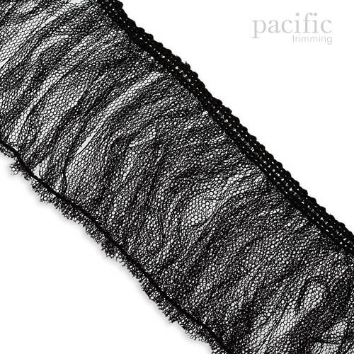 1 Inch Curtain Net Ruffle Trim Black