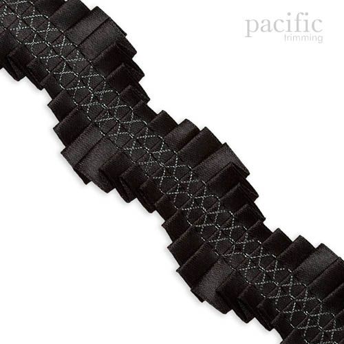 1 Inch Double Pleated Wave Trim Black