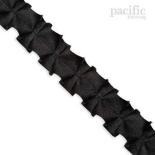 15mm Pleat Satin Center Stitch Black