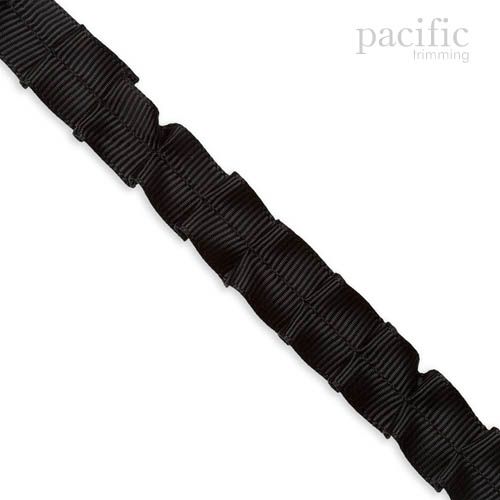 15mm Pleat Grosgrain Center Stitch Black