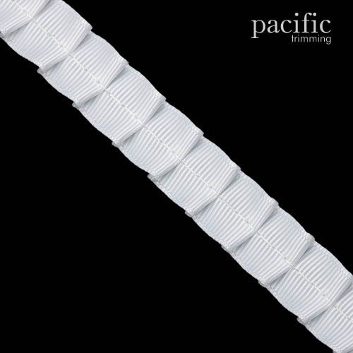 15mm Pleat Grosgrain Center Stitch White