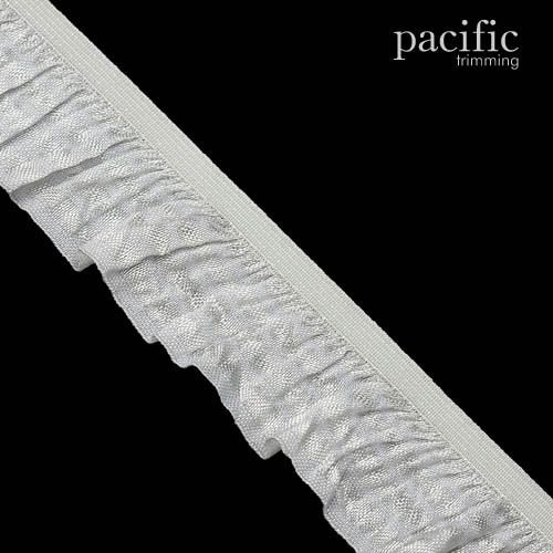 1 Inch Striped Stretch Ruffle Elastic Trim 280044RF White