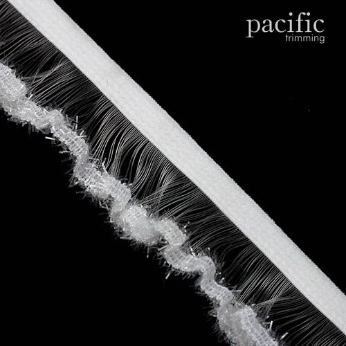 1 Inch Sparkling Edge Stretch Ruffle Elastic Trim 280052RF White