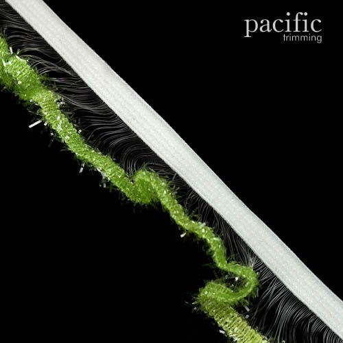 1 Inch Sparkling Edge Stretch Ruffle Elastic Trim 280052RF Apple Green