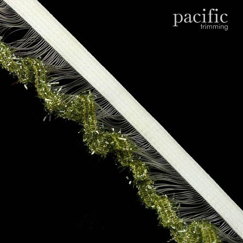 1 Inch Sparkling Edge Stretch Ruffle Elastic Trim 280052RF Olive