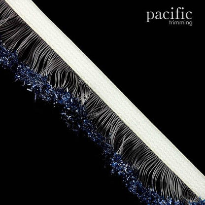 1 Inch Sparkling Edge Stretch Ruffle Elastic Trim 280052RF Navy Blue