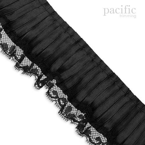 2 Inch Lace Edged Satin Pleat Trim