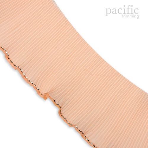 2.5 Inch Glitter Edged Pleat Trim Peach