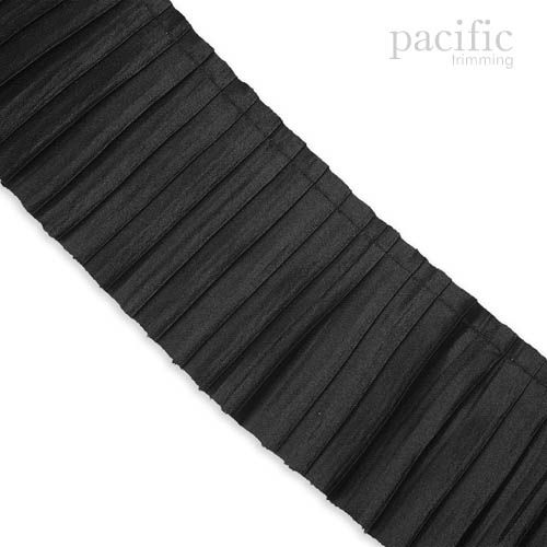 2.5 Inch 1-Side Satin Pleat Trim Black