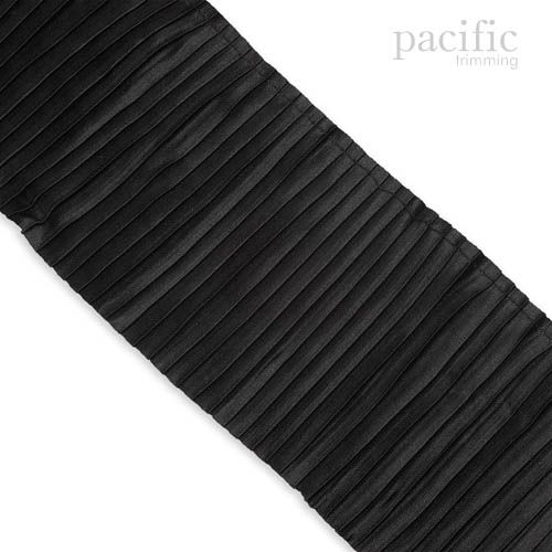 4 Inch 1-Side Satin Pleat Trim Black