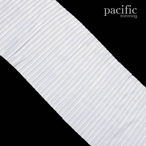 4 Inch 1-Side Satin Pleat Trim White