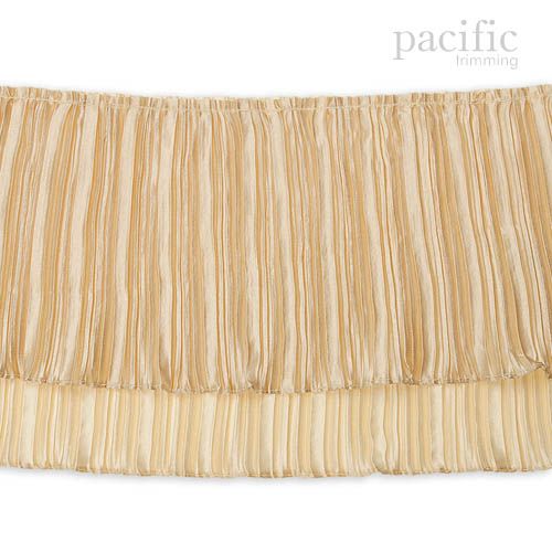 6.5 Inch 2-Layers Satin Pleat Trim Beige