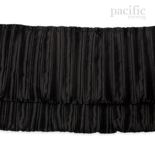 6.5 Inch 2-Layers Satin Pleat Trim Black