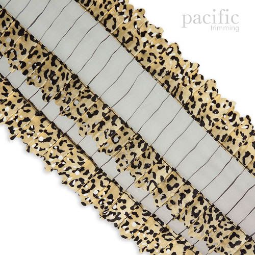 4.5 Inch Leopard Double Pleat Trim