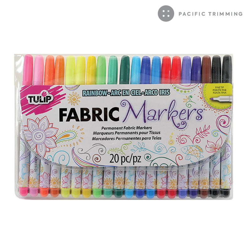 Tulip Fine Tip Rainbow Permanent Fabric Markers 20 Pack