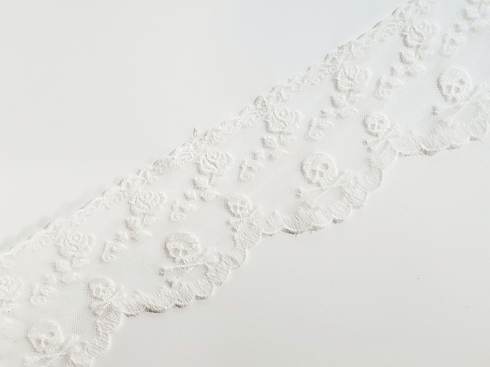 3 Inch Sheer Lace Trim White