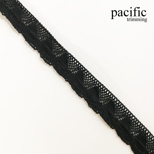 0.75 Inch Black Cotton Lace Trim