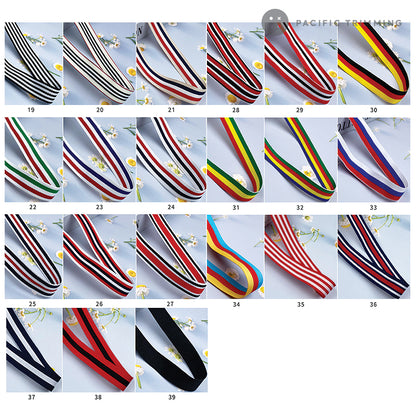 Striped Grosgrain Ribbon Flag Ribbon Multiple Colors and Sizes