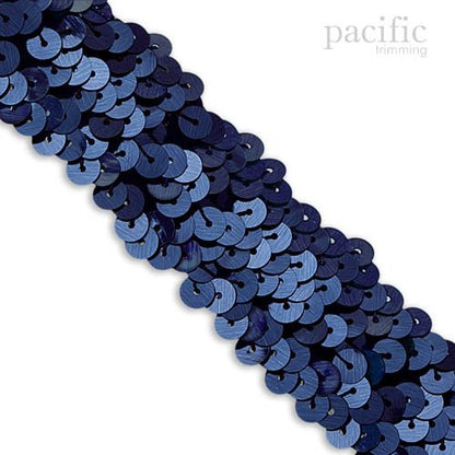 1.25 Inch 3-Row Stretch Sequins Navy