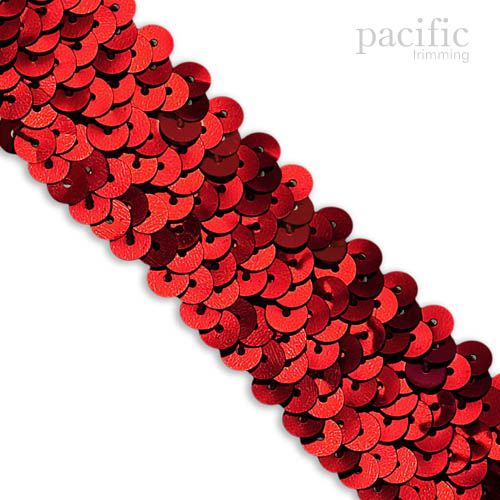 1.25 Inch 3-Row Stretch Sequins Red