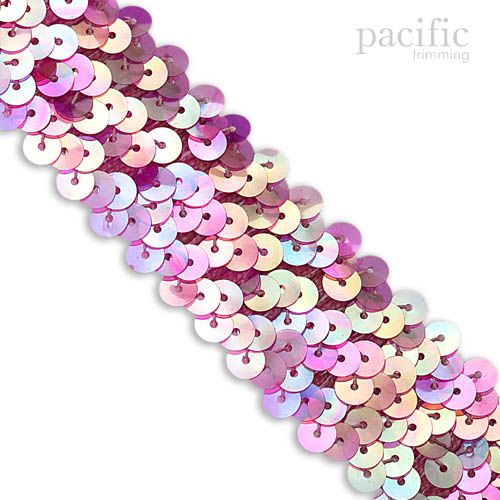 1.25 Inch 3-Row Stretch Sequins Iris Pink