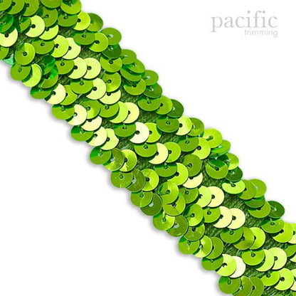 1.25 Inch 3-Row Stretch Sequins Neon Green