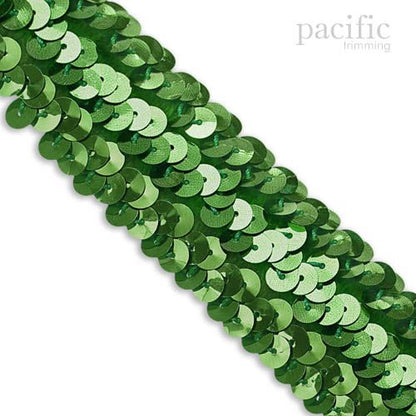 1.25 Inch 3-Row Stretch Sequins Green