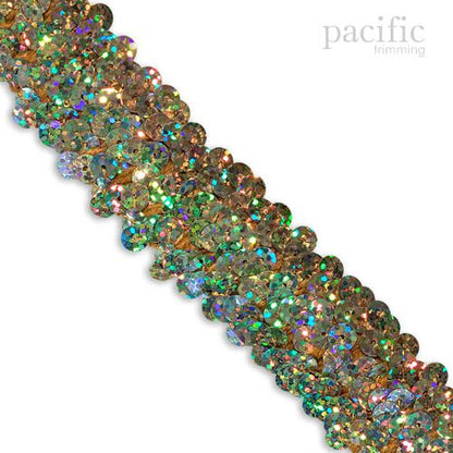 1.25 Inch 3-Row Stretch Sequins Hologram Gold