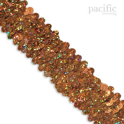 1.25 Inch 3-Row Stretch Sequins Hologram Orange