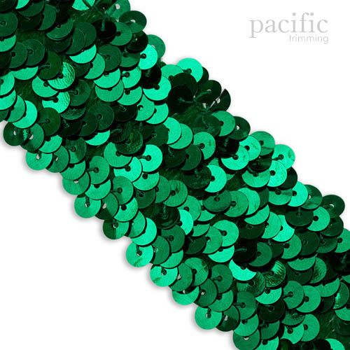 1.25 Inch 3-Row Stretch Sequins Kelly Green