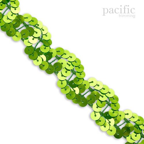 1 Inch Sequin Scroll Trim Neon Green