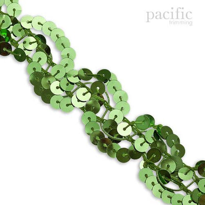 1 Inch Sequin Scroll Trim Green