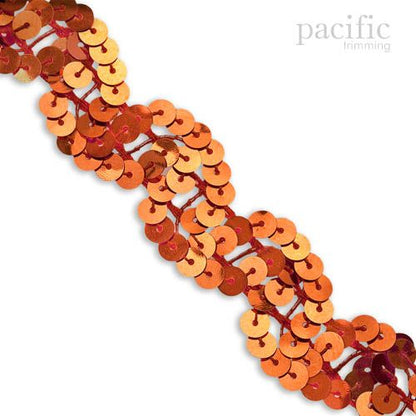 1 Inch Sequin Scroll Trim Orange