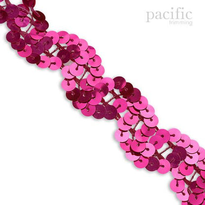 1 Inch Sequin Scroll Trim Hot Pink