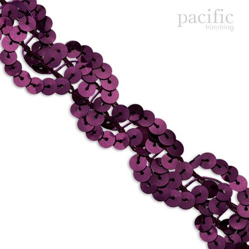 1 Inch Sequin Scroll Trim Wine