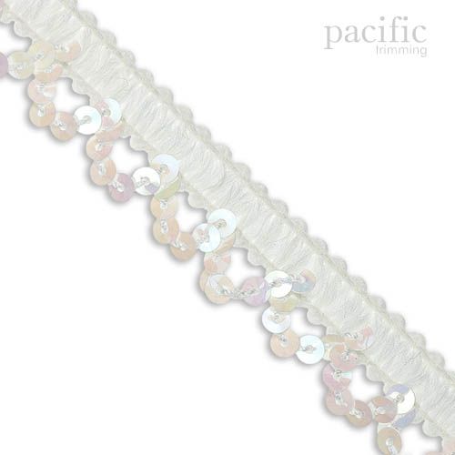 0.75 Inch Stretch Sequin Trim White