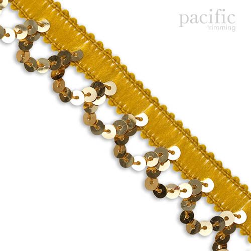 0.75 Inch Stretch Sequin Trim Gold